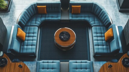 Sleek luxury ottoman flat design top view in a futuristic theme animation Splitcomplementary color scheme