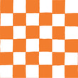© Pattern_Talent - Seamless vector repeating pattern with hand drawn checkerboard in orange and white. Halloween, harvest, fall, autumn checker background for packaging, paper, fabric, wallpaper.