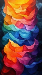 Wall Mural - abstract wave pattern with fluid organic shapes in a vibrant spectrum of colors blending and flowing across the canvas