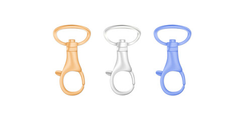 set of realistic metal clasps vector illustration.