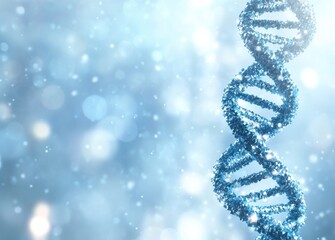 Abstract DNA background with blue double helix structure and bokeh effect for science and genetics concepts