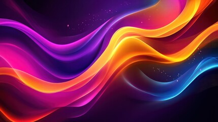 Wall Mural - Vibrant abstract waves in purple, orange, and yellow hues.