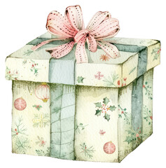 Sticker - PNG Festive watercolor gift box illustration