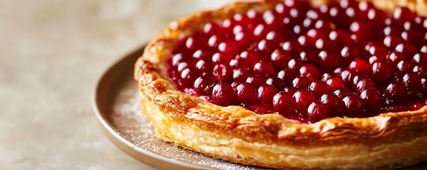 Delicious homemade cranberry tart with flaky golden crust and juicy cranberries, perfect dessert for the holidays or any special occasion.