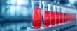 © Daylife - A close-up view of red liquid in test tubes, ideal for science or laboratory themes, showcasing vibrant color and professional setup.