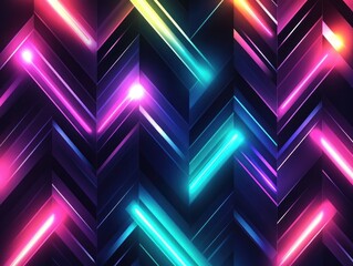 Abstract neon pattern with vibrant colors and geometric shapes.