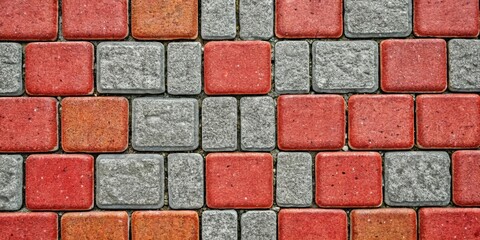 Wall Mural - Red and grey paving stones as background close up , paving stones, red, grey, background, texture, design, close up, pattern