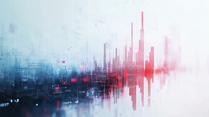 abstract digital background technology sound wave patterns lines modern graphic art audio visual futuristic design color red blue gradient texture blurred cityscape