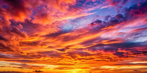 Wall Mural - vibrant sunset sky with hues of orange, pink, and purple, sunset, sky, background, colorful, vibrant