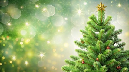 Wall Mural - Christmas background with a green fir tree , Christmas, background, holiday, festive, winter, decoration, Evergreen, pine