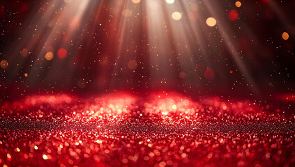Wall Mural - a stunning display of red glitter with soft light beams illuminating the texture, creating a magical