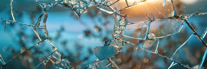 Poster - Heart-shaped broken glass featuring an opening in the middle