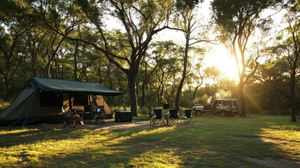 Canvas Print - Camping Under the African Sunset