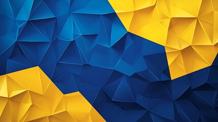 Abstract Geometric Pattern with Blue and Yellow Triangles