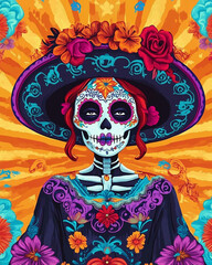 Wall Mural - A beautifully designed Dia de Los Muertos