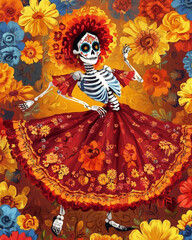 Wall Mural - A beautifully designed Dia de Los Muertos