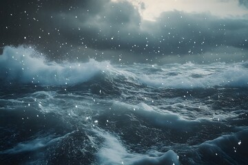 Poster - Stormy Sea with Falling Snow