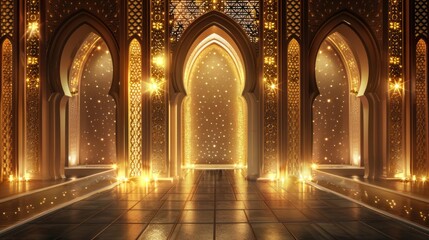 Wall Mural - Golden Arches of Islamic Architecture