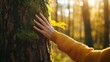 © hanafi 99d - Hand on Tree Bark in Autumn Forest