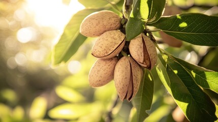 Poster - Almonds Growing on a Branch