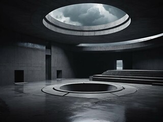 Canvas Print - empty dark concrete room interior.