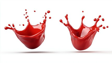 Canvas Print - Two red splashes of paint on a white background