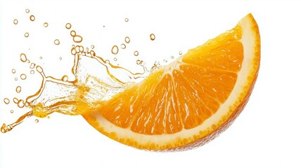 Wall Mural - A slice of orange with a splash of juice