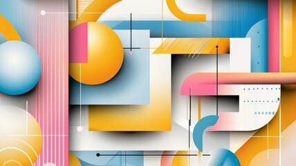 Poster - A colorful abstract painting with a lot of shapes and lines