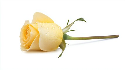 Wall Mural - A single yellow rose with dew drops on it