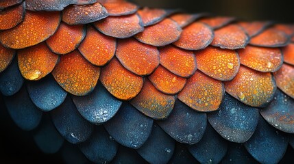 Wall Mural - Close-up of Scales with Water Droplets