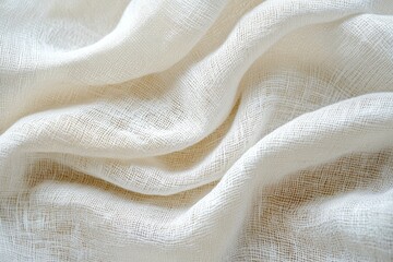 Sticker - white background of natural cloth texture, linen fabric , ai