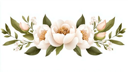 Poster - A white flower bouquet with green leaves