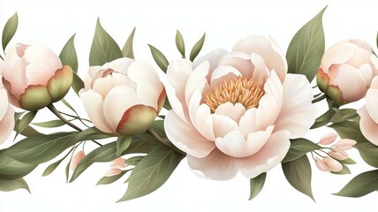 Wall Mural - A bouquet of white flowers with green leaves