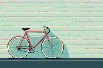 Wall Mural - A minimalist illustration of a bicycle against a textured wall.