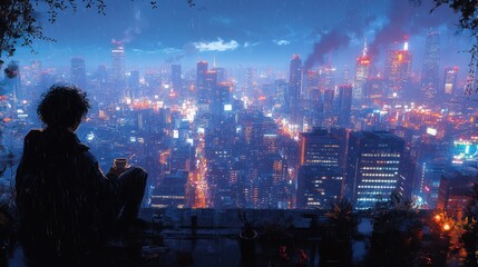 Poster - A Man Contemplating The Cityscape