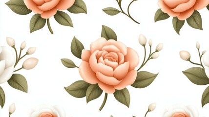 Poster - A pattern of flowers with a rose in the middle