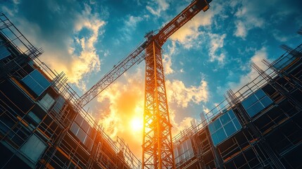 Canvas Print - Construction Site at Sunset