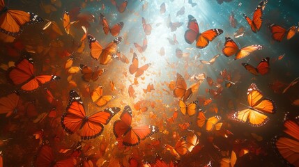 Canvas Print - Monarch Butterflies in Flight