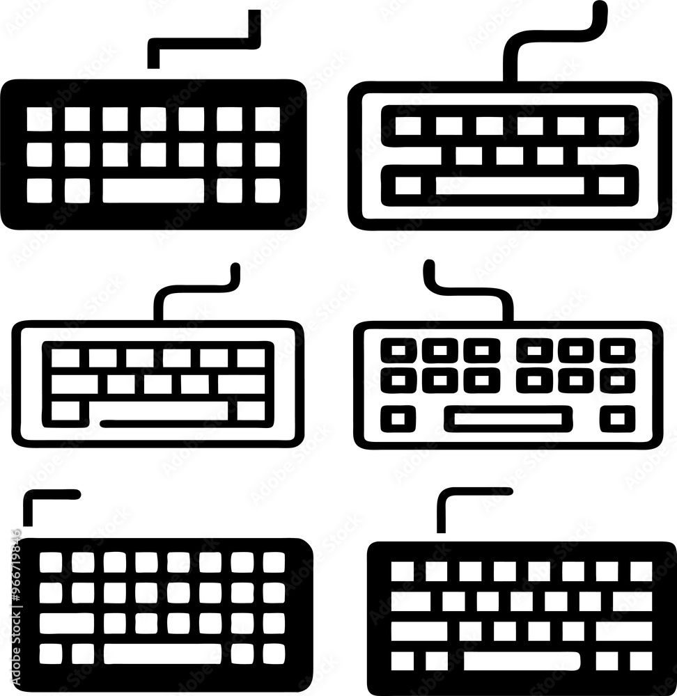 Keyboard Element Design Minimal keyboard outline vector icon for UI elements, websites, and ...