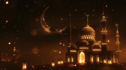 Wall Mural - Mosque under the Starry Night