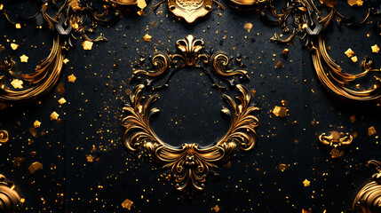 A gold frame with a black background