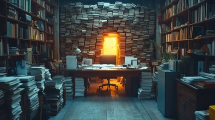 Canvas Print - A Room Filled with Books and Light