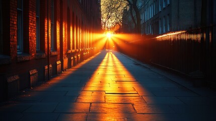 Wall Mural - Sunrise in a City Alleyway