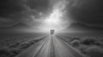 Sticker - Truck on a Road with Cloudy Sky