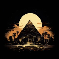 the AI Image Generator, Sunset over the pyramid