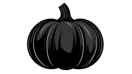 Canvas Print - A small black textured pumpkin illustration featuring a clean and minimal backdrop for a chic autumn vibe.