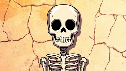 Canvas Print - A vibrant, cartoonstyle illustration of a human skeleton set against a clean and simple background.