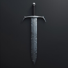 Elegant Black Steel Sword on a Dark Surface
