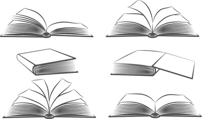 Wall Mural - Opened and closed books engraving