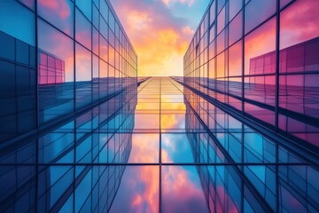 Canvas Print - Reflective Skyscraper at Sunset